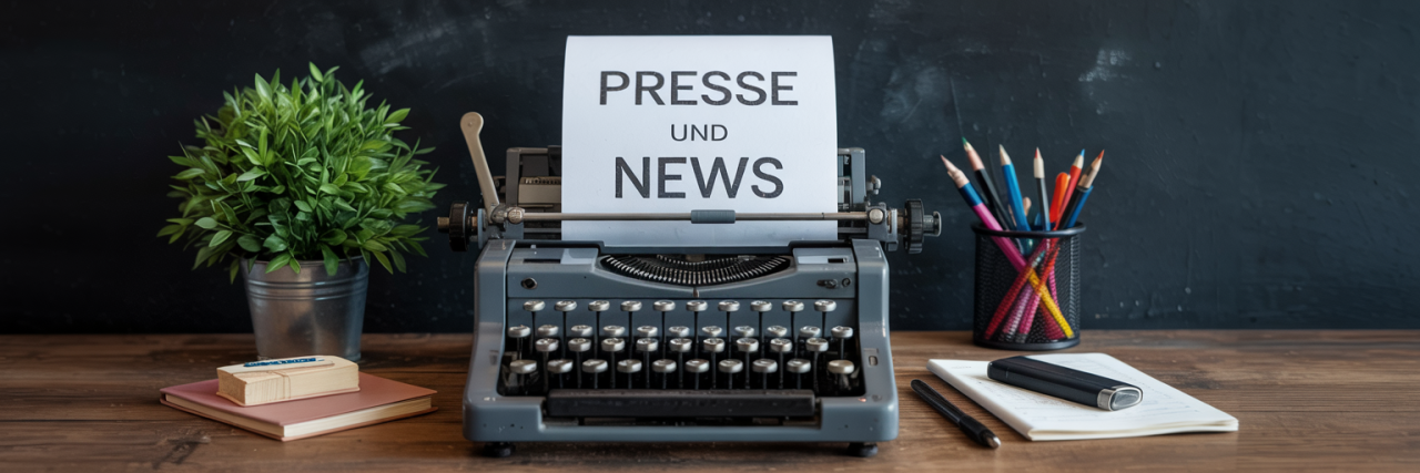 Header für den Pressebereich mit dem Bild einer Schreibmaschine